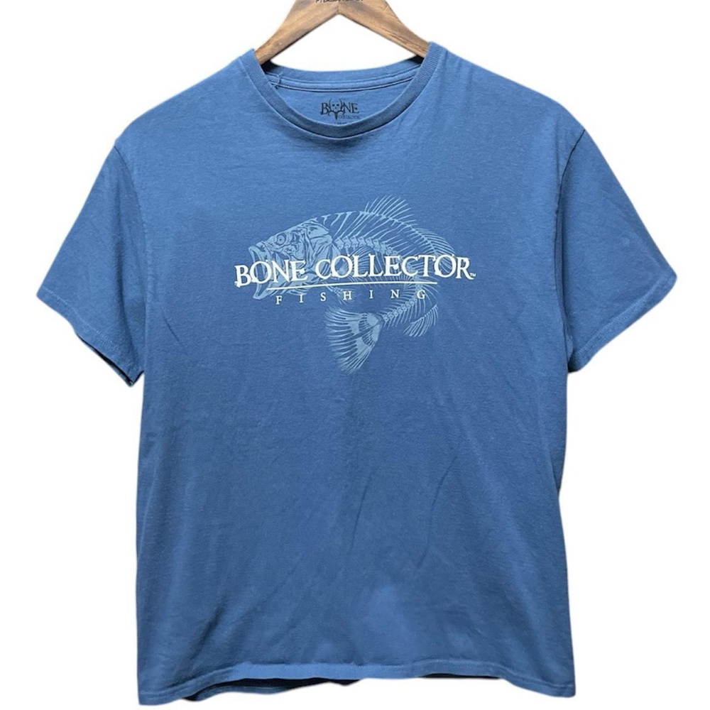 bone Collector fishing fish skeleton front graphic Outdoor crewneck casual shirt